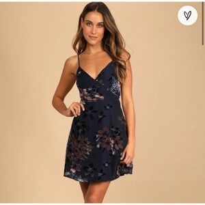 Lulu's Navy Floral Mini Dress